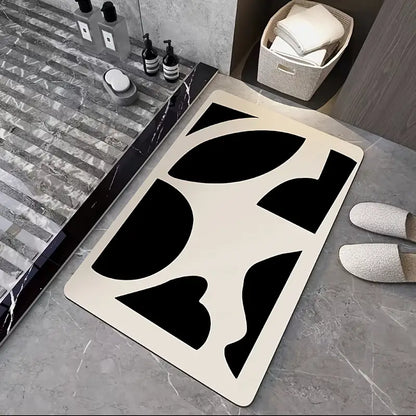 Abstract Checkerboard Bath Mat, Non-slip and Absorbent