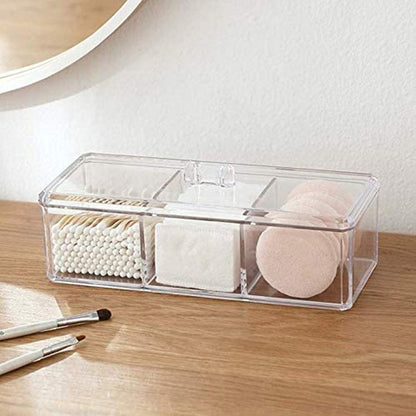 Clear Acrylic Three Compartment Organizer Box