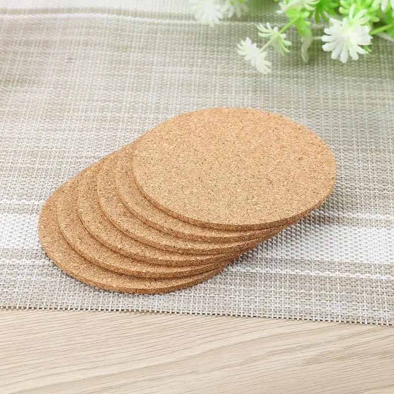 Set of 4 Cork Coasters, Cup, 9 cm